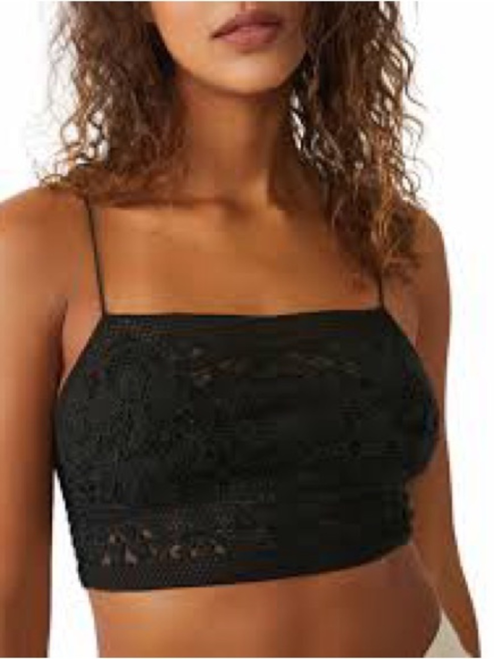 Free people one Lace Crop Cami Top - Black